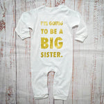 אוברול לתינוק עם הדפס I'm going to be a big sister להודעה על הריון