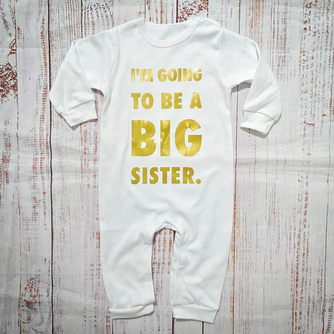 אוברול לתינוק עם הדפס I'm going to be a big sister להודעה על הריון