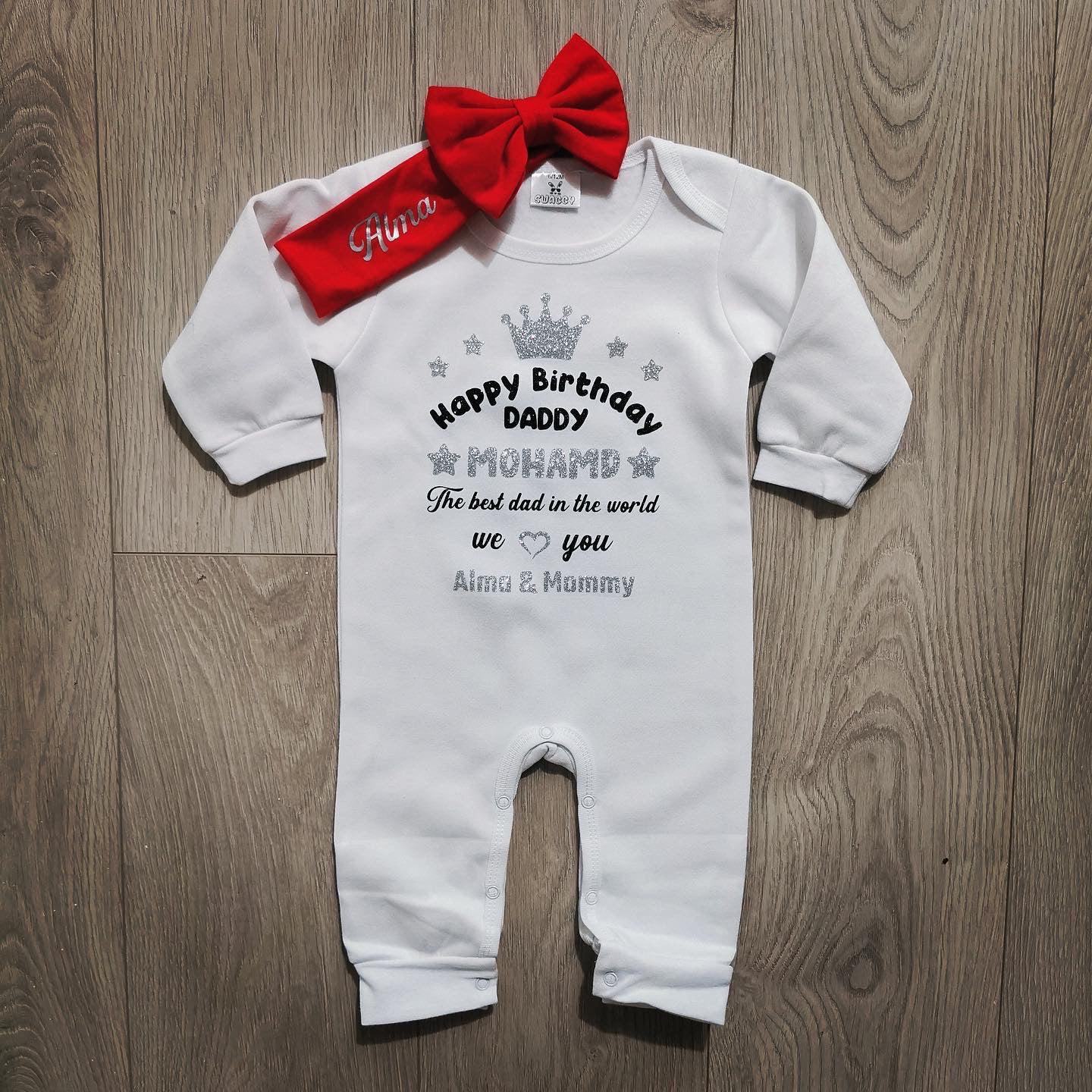 אוברול לתינוק עם כיתוב מזל טוב Best Daddy עם כיתוב לאבא הכי טוב