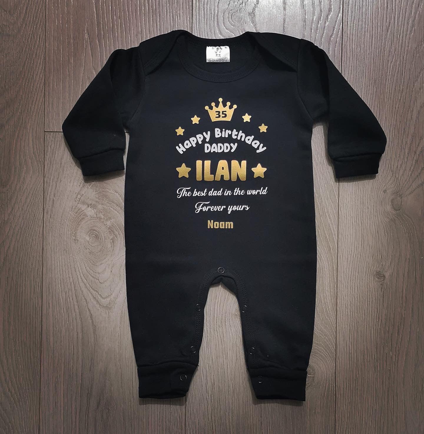 אוברול לתינוק עם הדפס מזל טוב Best Daddy עם כיתוב לאבא הכי טוב