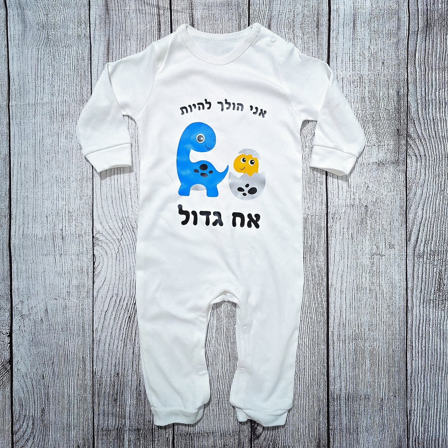 בגד לתינוק אח גדול דינוזאורים בעברית