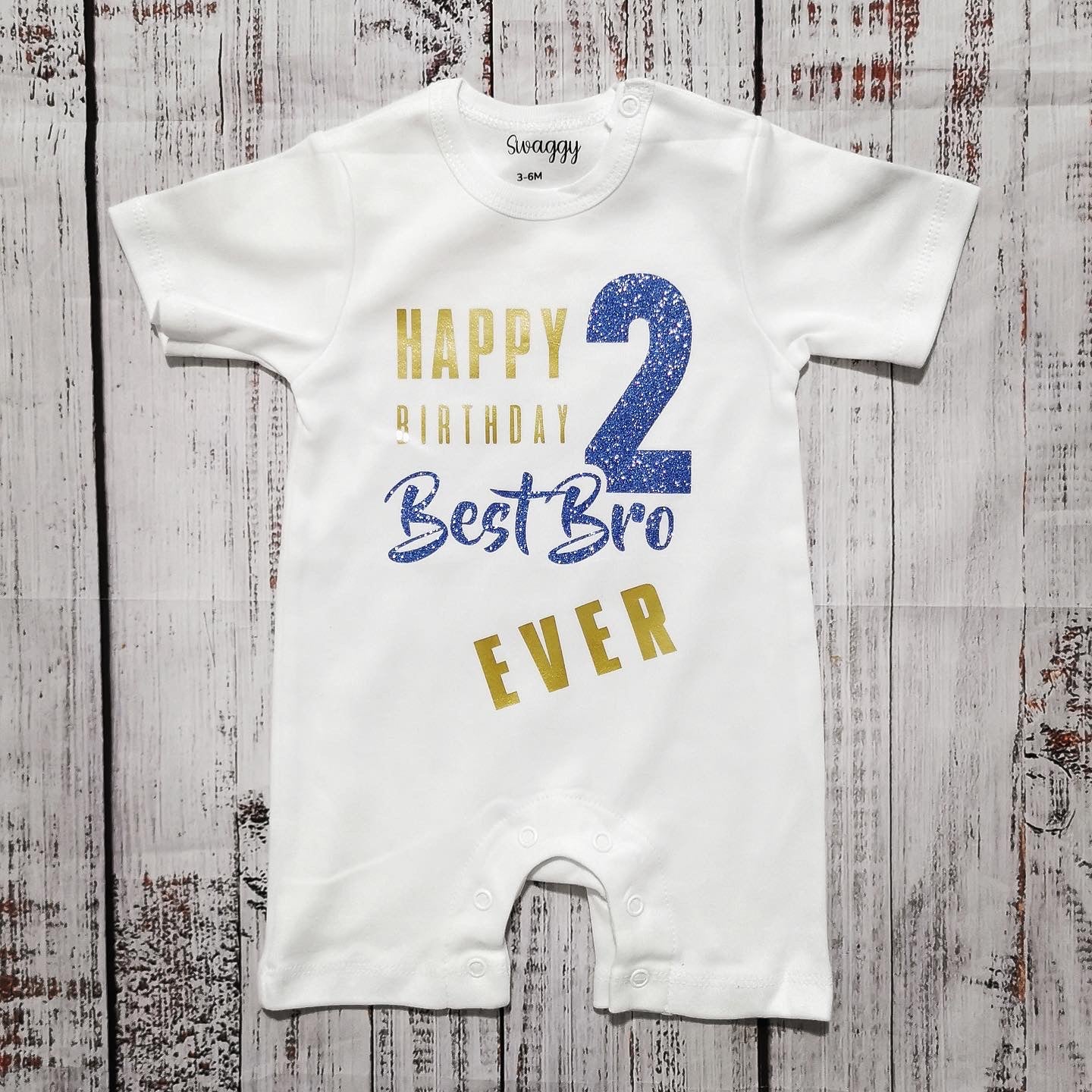 אוברול לתינוק עם הדפס מזל טוב Best Bro / Best Sis ליום הולדת של אח או אחות