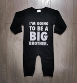 אוברול לתינוק עם כיתוב I'm going to be a big brother הודעה על הריון לאח גדול
