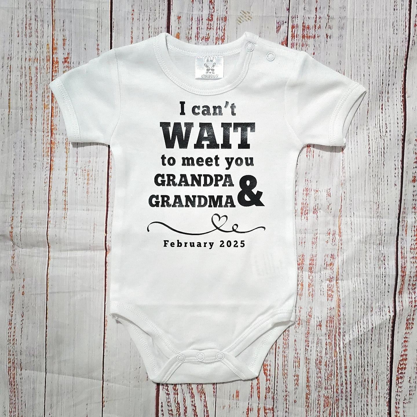 בגד לתינוק I can't WAIT to meet you GRANDPA & GRANDMA