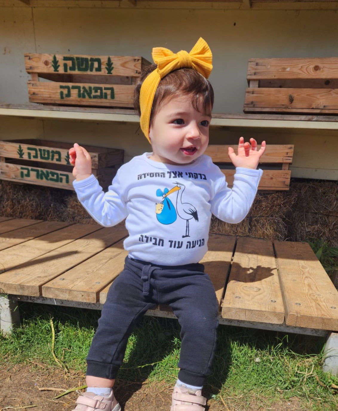אוברול לתינוק החסידה הגיעה עם עוד חבילה – הודעה על הריון