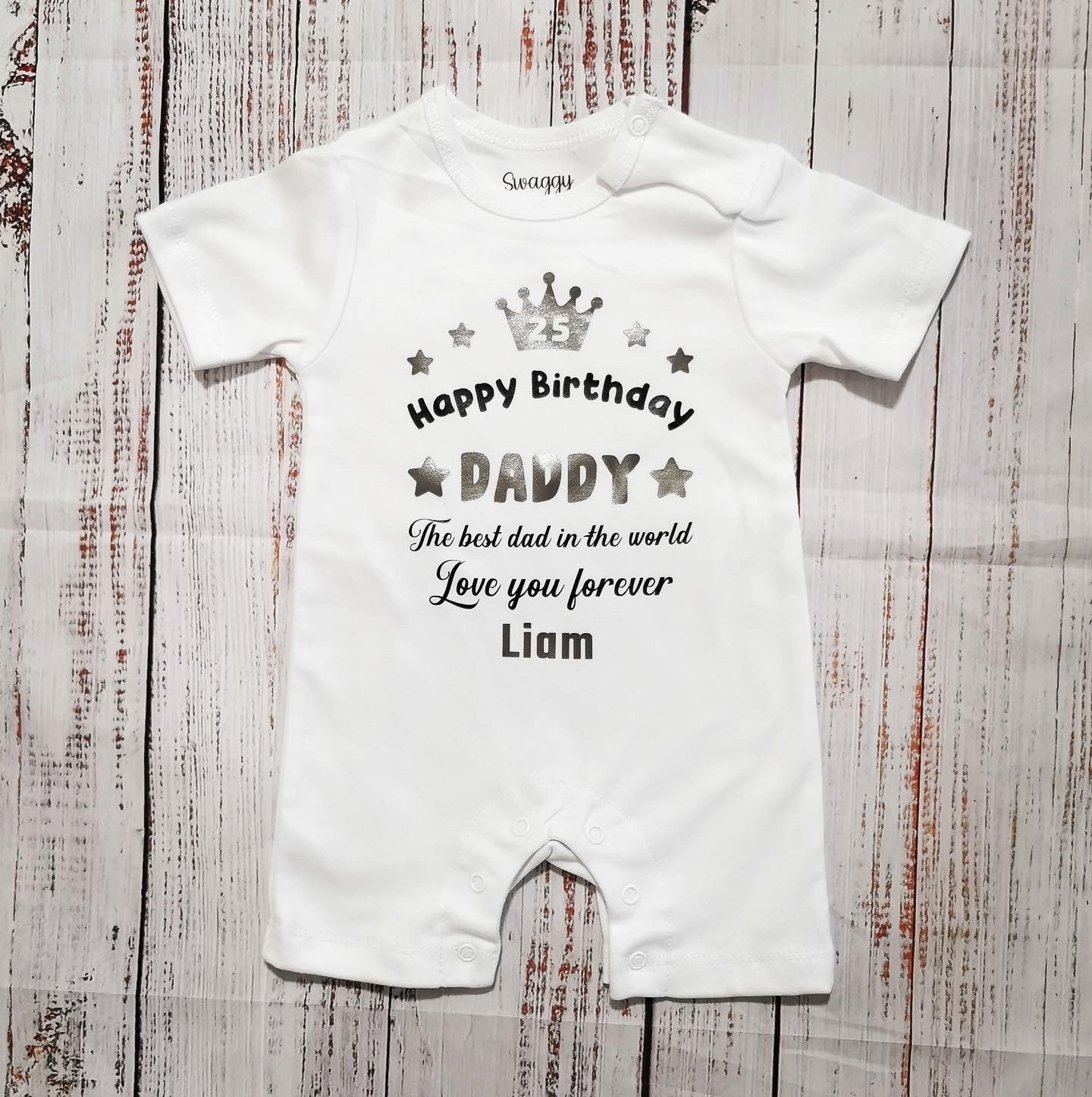 אוברול לתינוק עם הדפס מזל טוב Best Daddy עם כיתוב לאבא הכי טוב