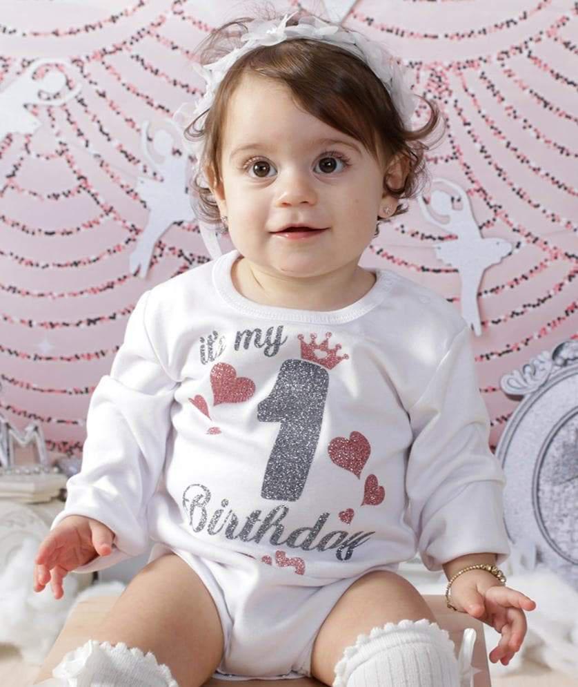 אוברול לתינוק ליום הולדת גיל שנה לבבות – לחגיגת שנה